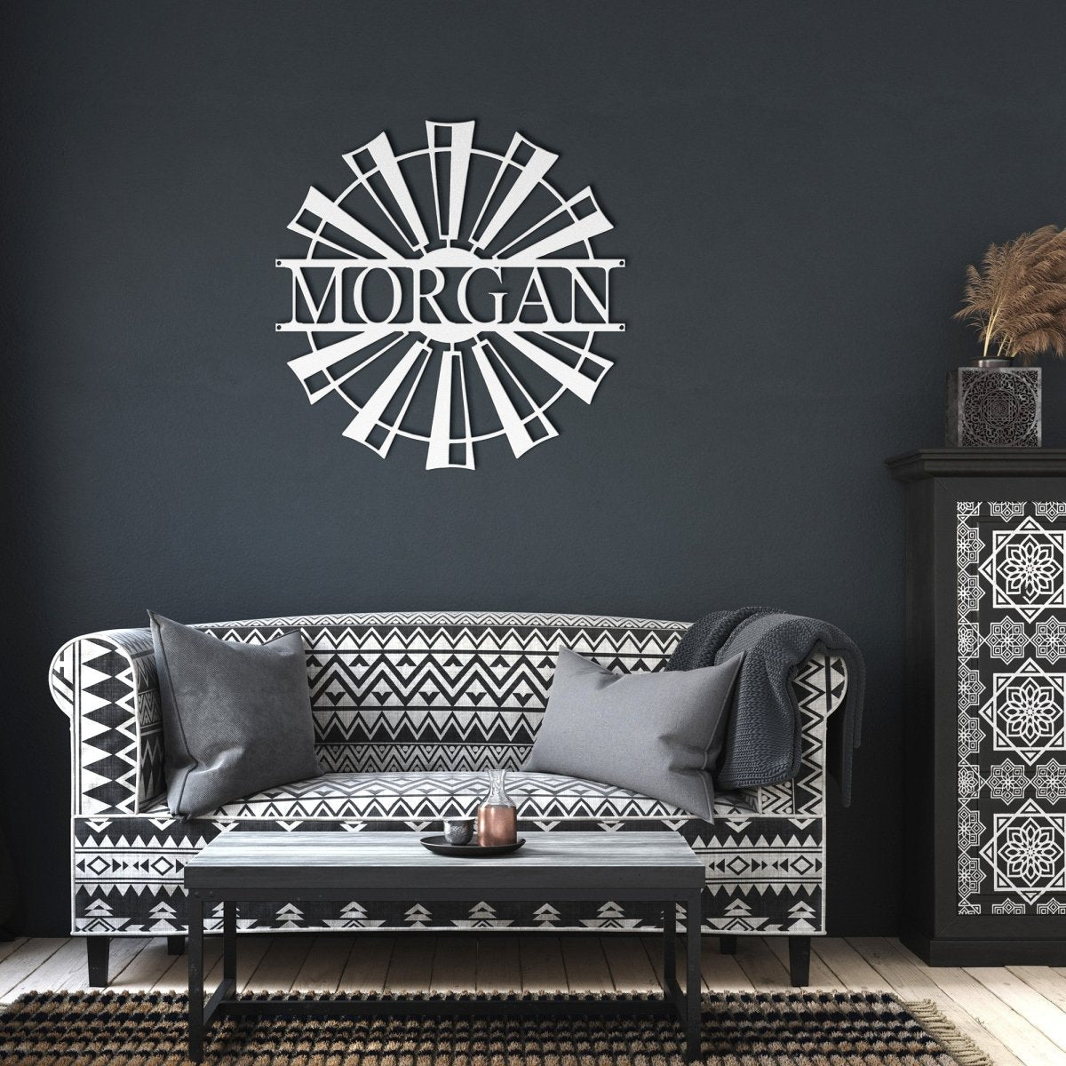 Farmhouse Windmill Monogram - Yucca Metal Art