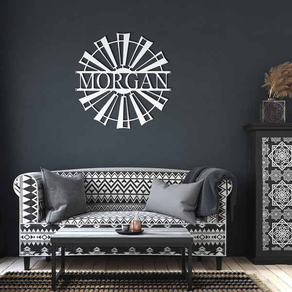 Farmhouse Windmill Monogram - Yucca Metal Art