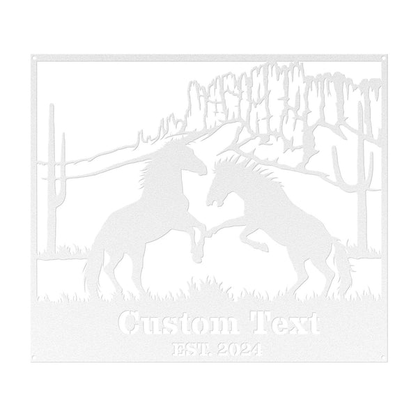 Horses in the Desert Monogram - Yucca Metal Art