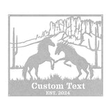 Horses in the Desert Monogram - Yucca Metal Art