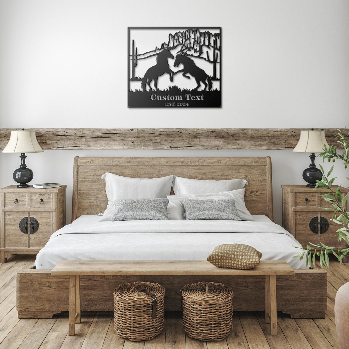 Horses in the Desert Monogram - Yucca Metal Art