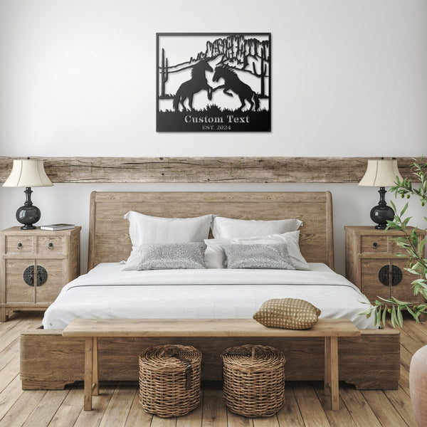 Horses in the Desert Monogram - Yucca Metal Art
