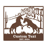 Horses in the Desert Monogram - Yucca Metal Art