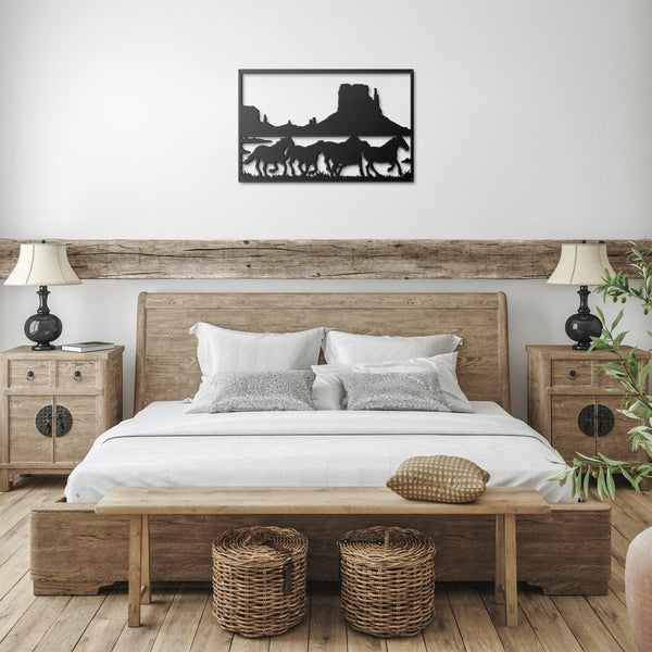 Wild Horses in the Desert - Metal Wall Art - Yucca Metal Art