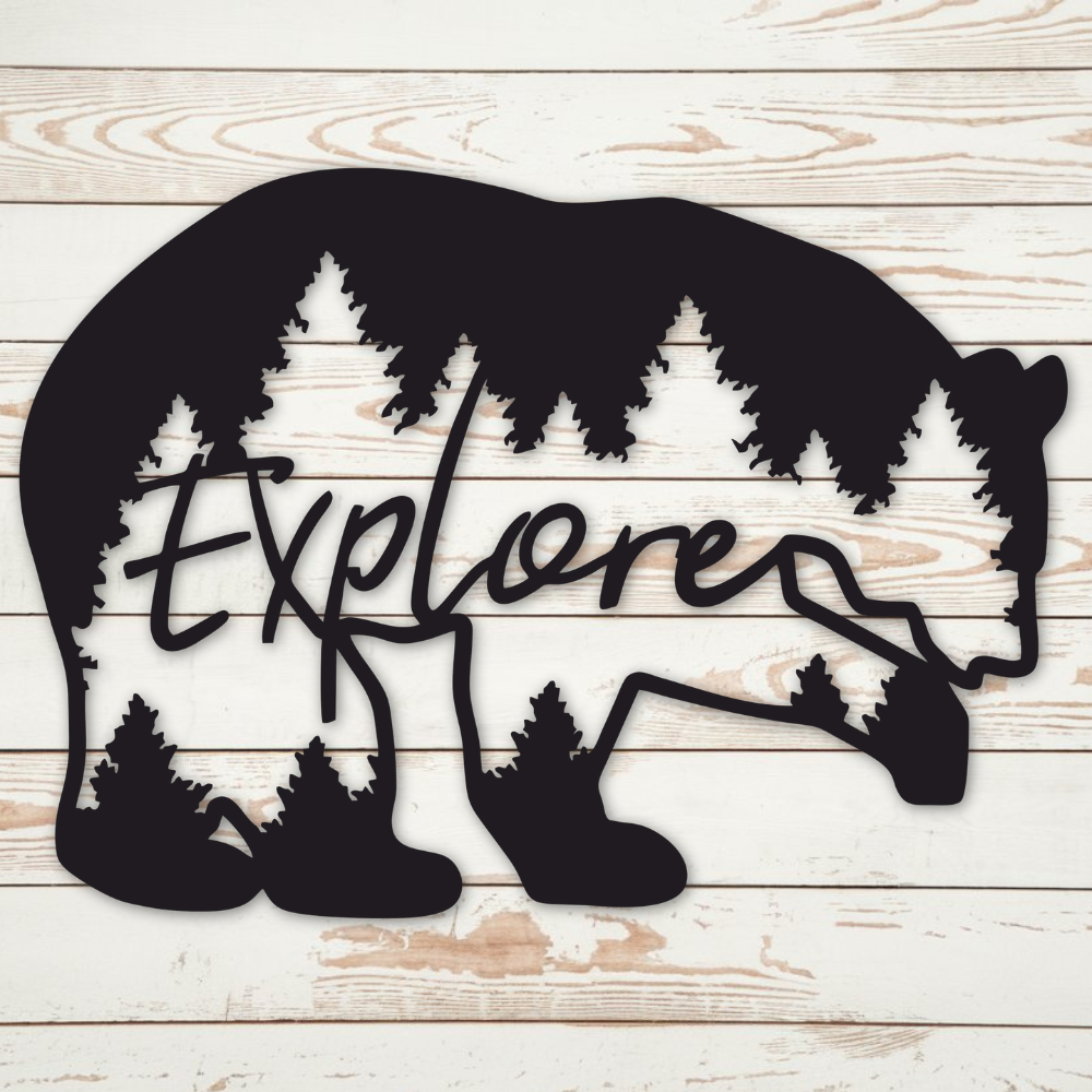 Explore Bear - Metal Wall Art