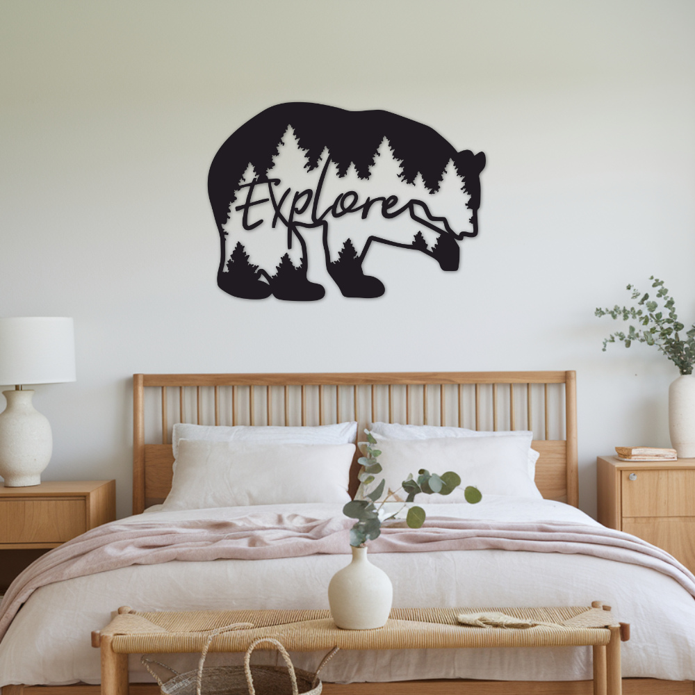 Explore Bear - Metal Wall Art