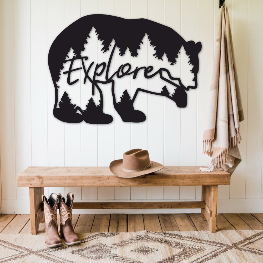 Explore Bear - Metal Wall Art