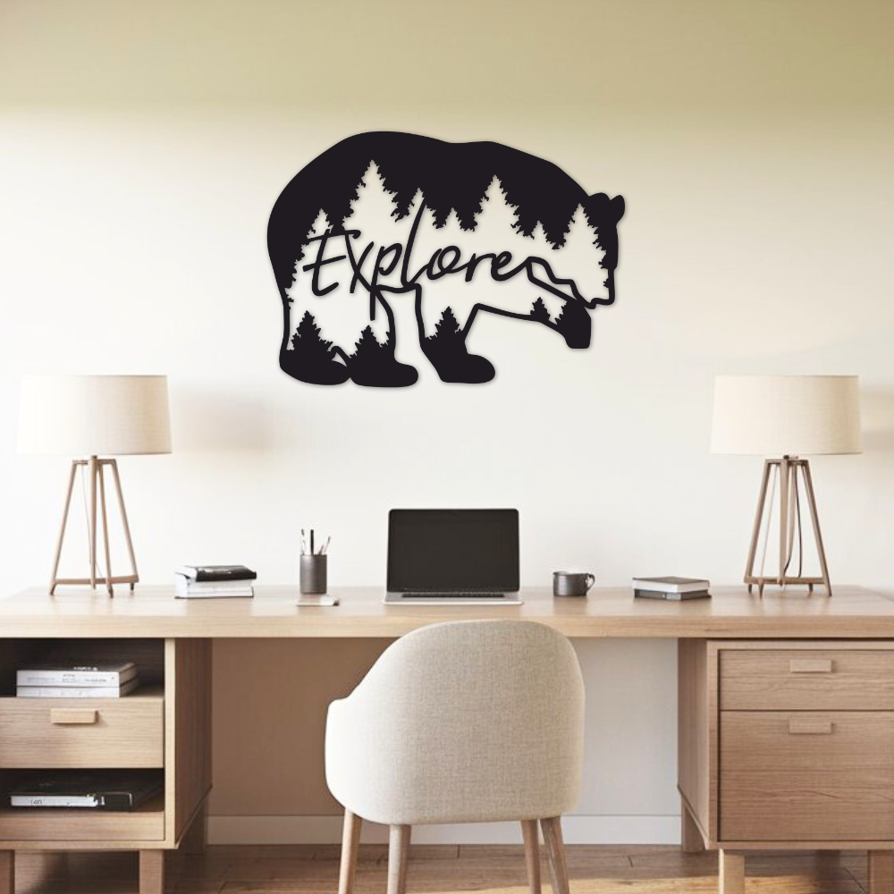 Explore Bear - Metal Wall Art