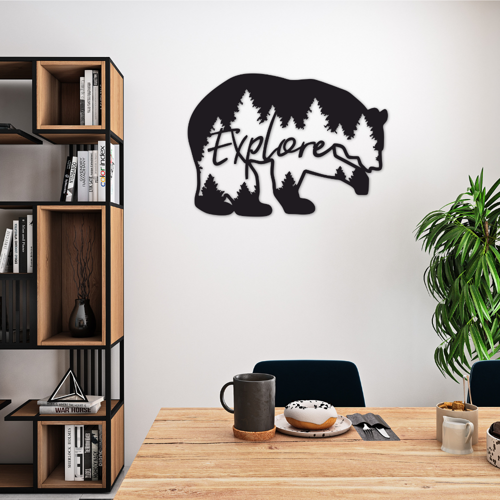Explore Bear - Metal Wall Art