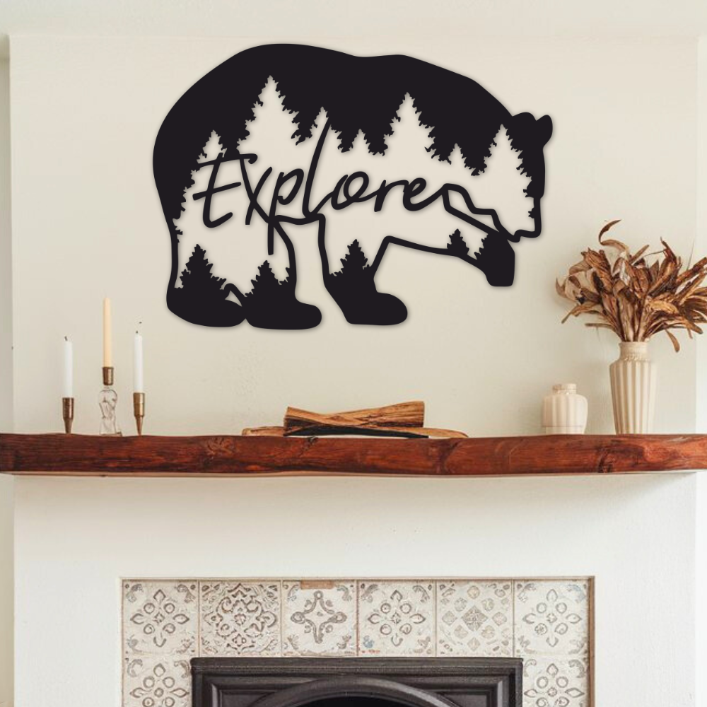 Explore Bear - Metal Wall Art