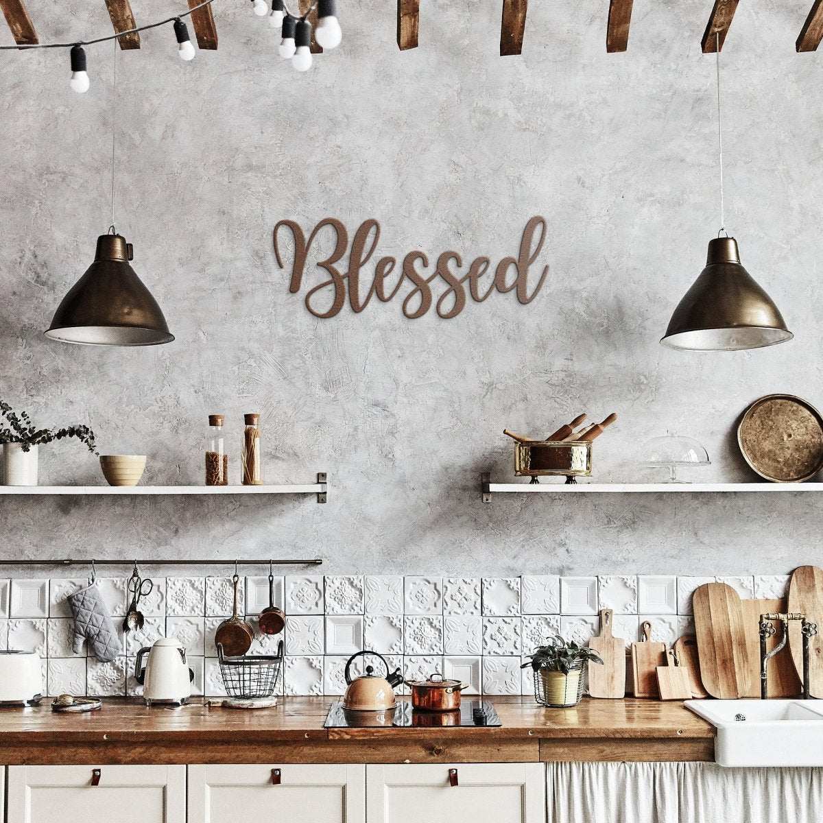 Blessed - Metal Wall Art Words - Yucca Metal Art