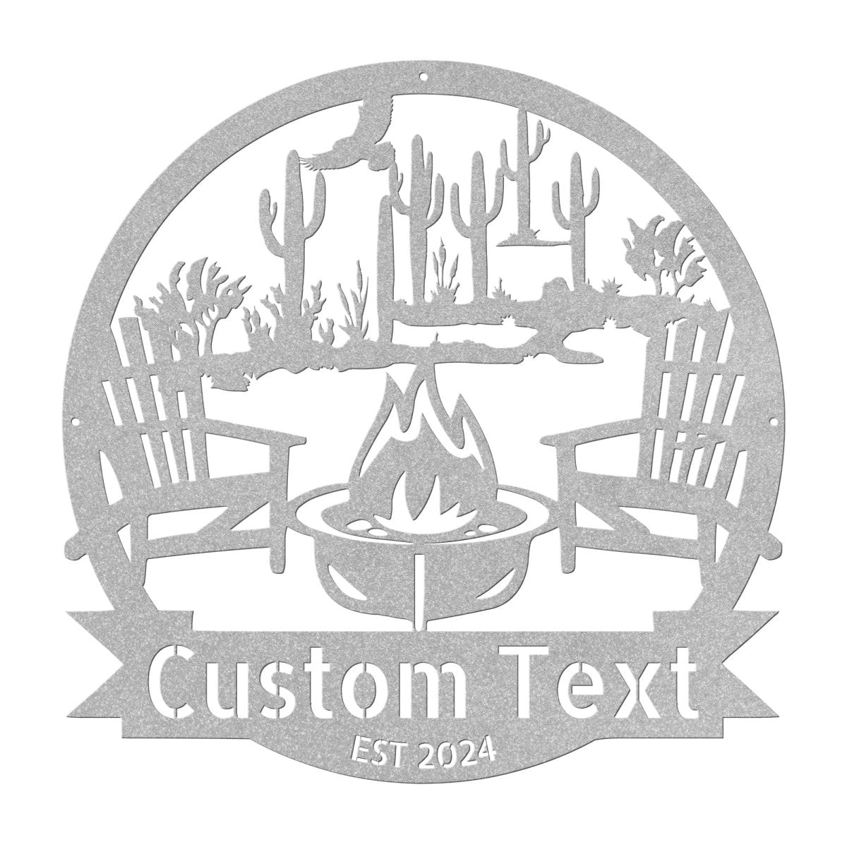 Desert Campfire Monogram - Yucca Metal Art