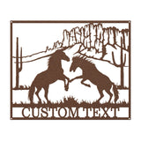 Horses in the Desert Monogram - Yucca Metal Art