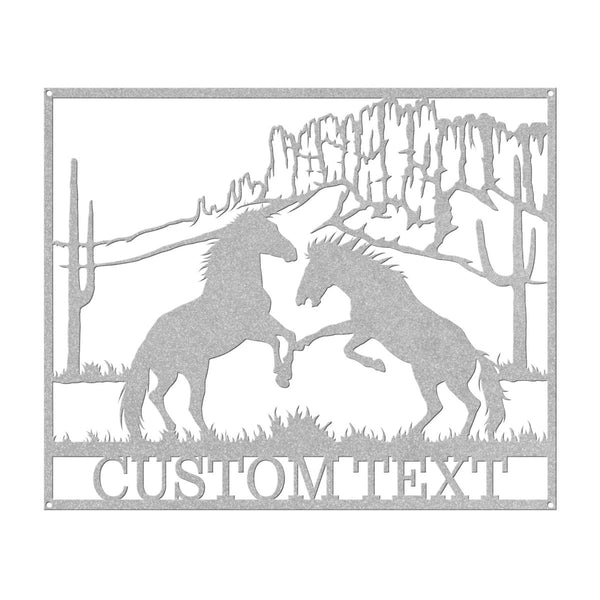 Horses in the Desert Monogram - Yucca Metal Art