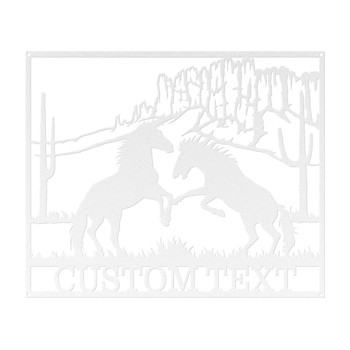 Horses in the Desert Monogram - Yucca Metal Art