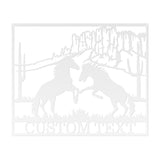 Horses in the Desert Monogram - Yucca Metal Art