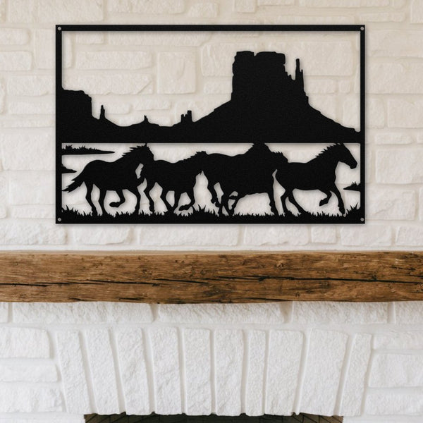 Wild Horses in the Desert - Metal Wall Art - Yucca Metal Art